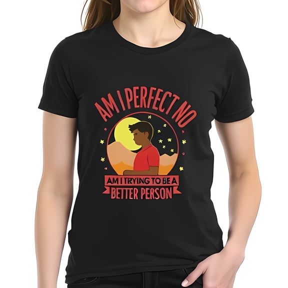 Stylish Black Cotton Short Sleeve T-Shirt with Graphic Design: Young Person Desert Landscape & Motivational Text