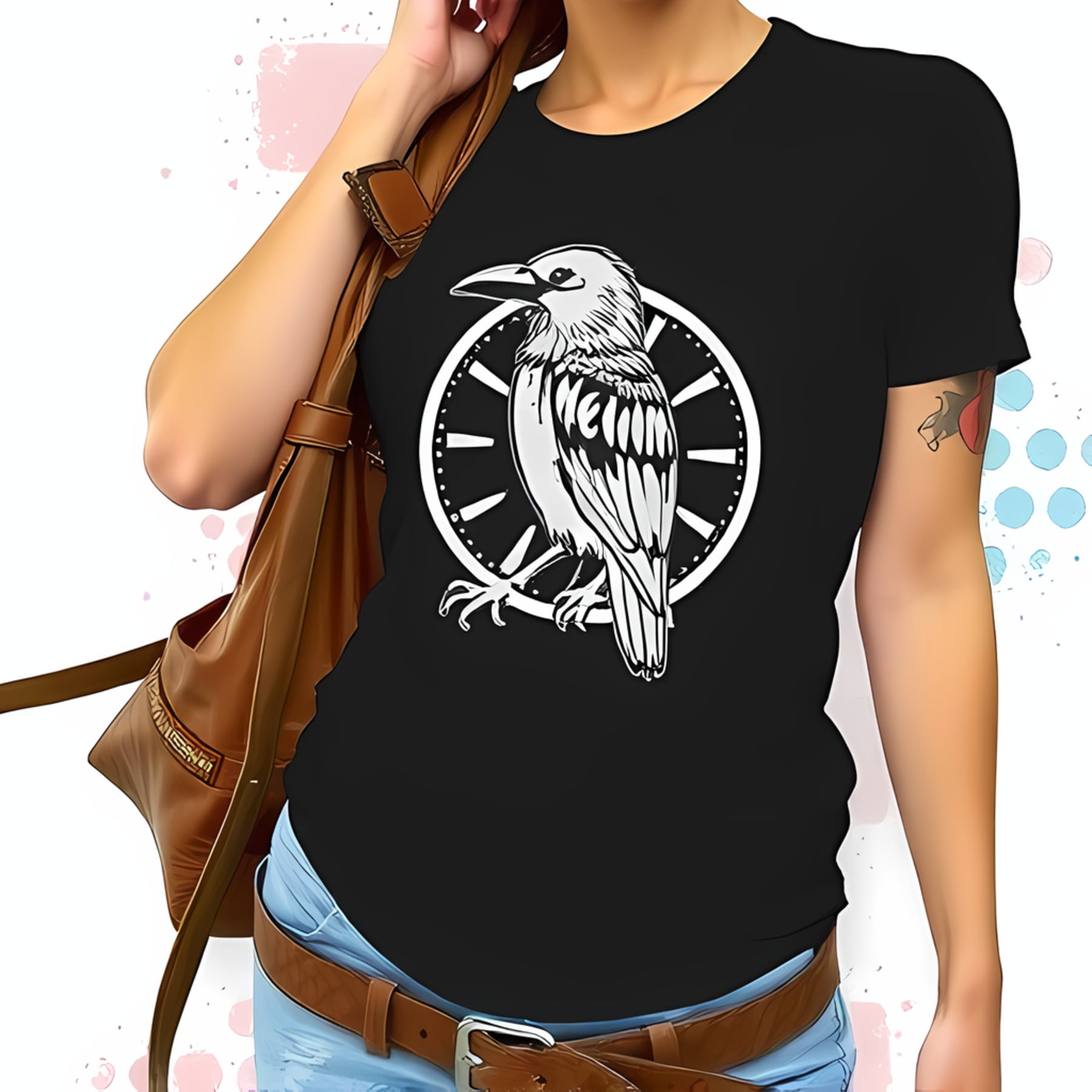 Casual black shirt with short sleeves and different designs