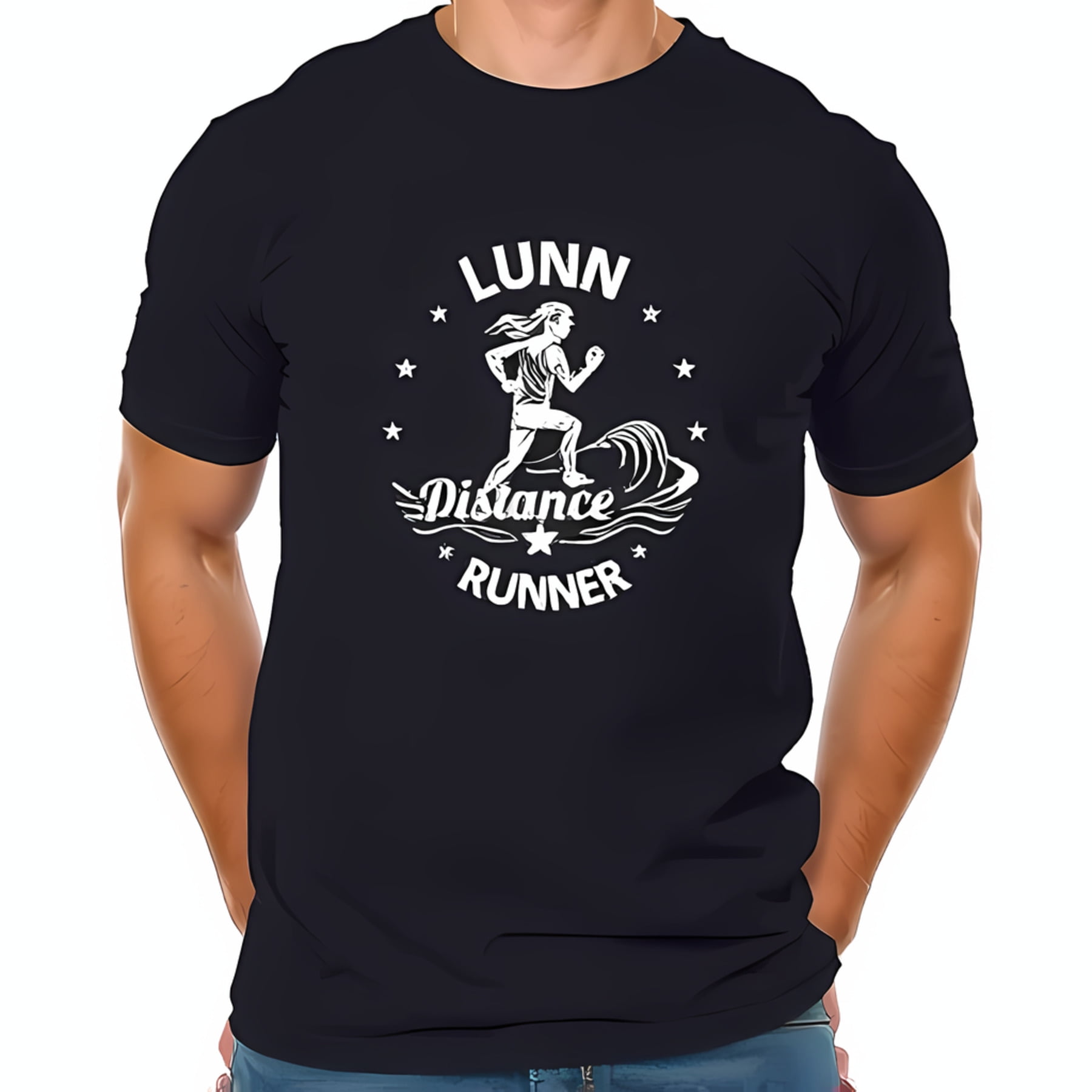 Stylish Black Cotton Short Sleeve T-Shirt with Motivational 'Lunn ...