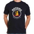 thumbnail image 1 of Stylish Black Cotton Short Sleeve T-Shirt with 'NOTHING' Design and Whimsical Seated Figure Illustration, 1 of 5
