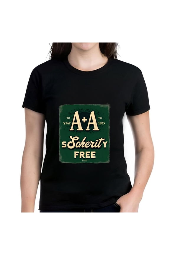 Stylish Black Cotton Short Sleeve T-Shirt with Unique Green Square Design Featuring Repeated 'A+ to stay' Text Pattern