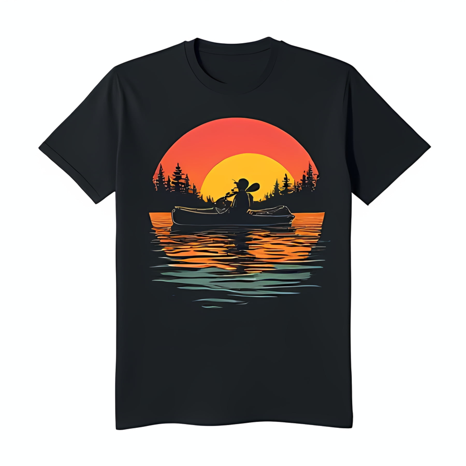 Stylish Black Crewneck TShirt with Vibrant Chest Graphic in Red