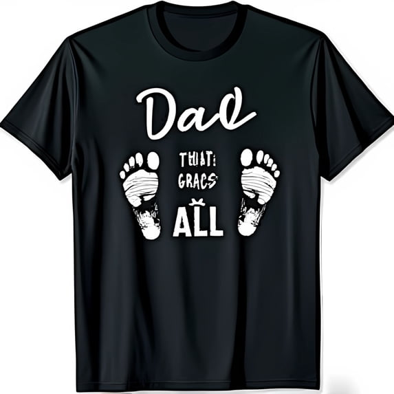 Stylish Black Dad T-Shirt with Footprints & That Gracs All Design for New Fathers