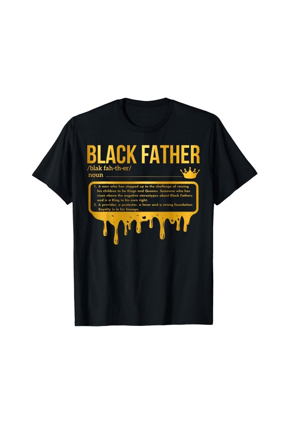 Stylish Black Father Definition T-Shirt with Dripping Paint Design for Father's Day