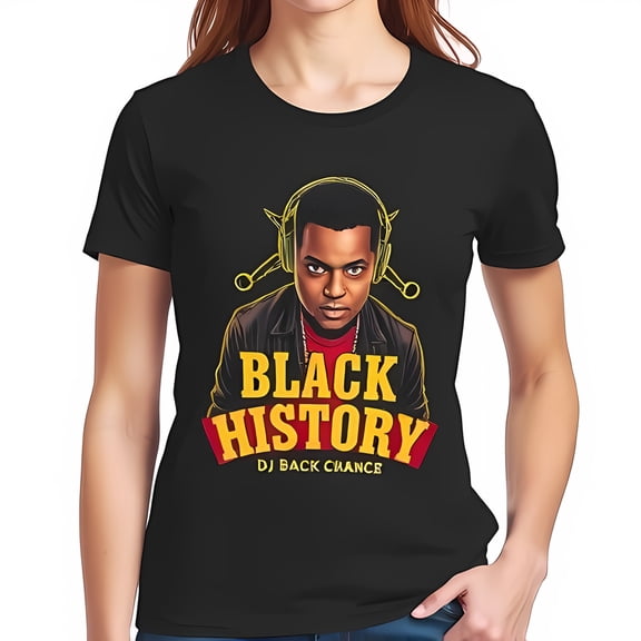 Stylish Black History Month T-Shirt Featuring DJ Back Chance Graphic Design with Headphones