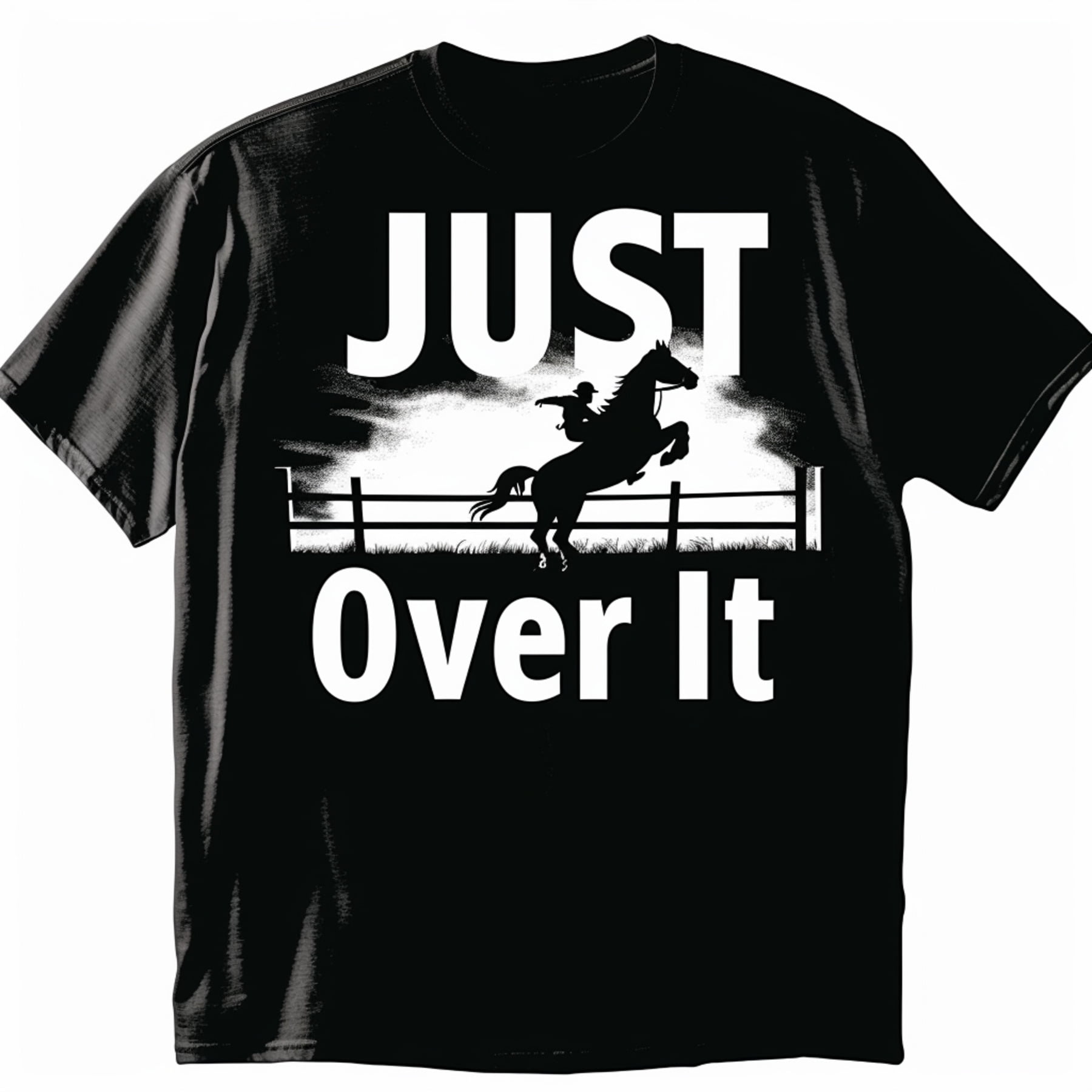 Stylish Black Horseback Riding TShirt Just Get Over It Horse Jumping ...