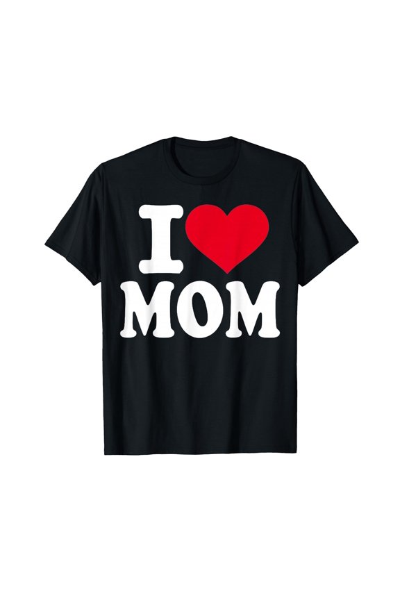 Stylish Black 'I ❤️ MOM' Graphic T-Shirt for Celebrating Mother's Day or Everyday Love