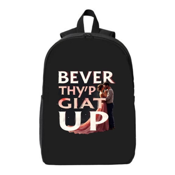 Stylish Black Laptop Backpack for College & High School - Romantic Design with " BEVER THY P GIAT UP " & Embracing Couple - Fits 15 " Laptop & iPad - Perfect Travel Bag for - & -