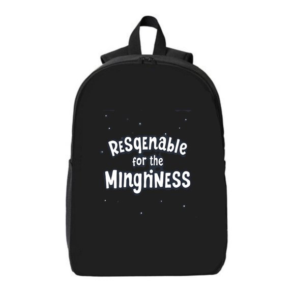 Stylish Black Laptop Backpack for College & Travel - Features ' Responsible for the Minginness ' Print with Starry Blue Dots Fits 15 " Laptop & iPad
