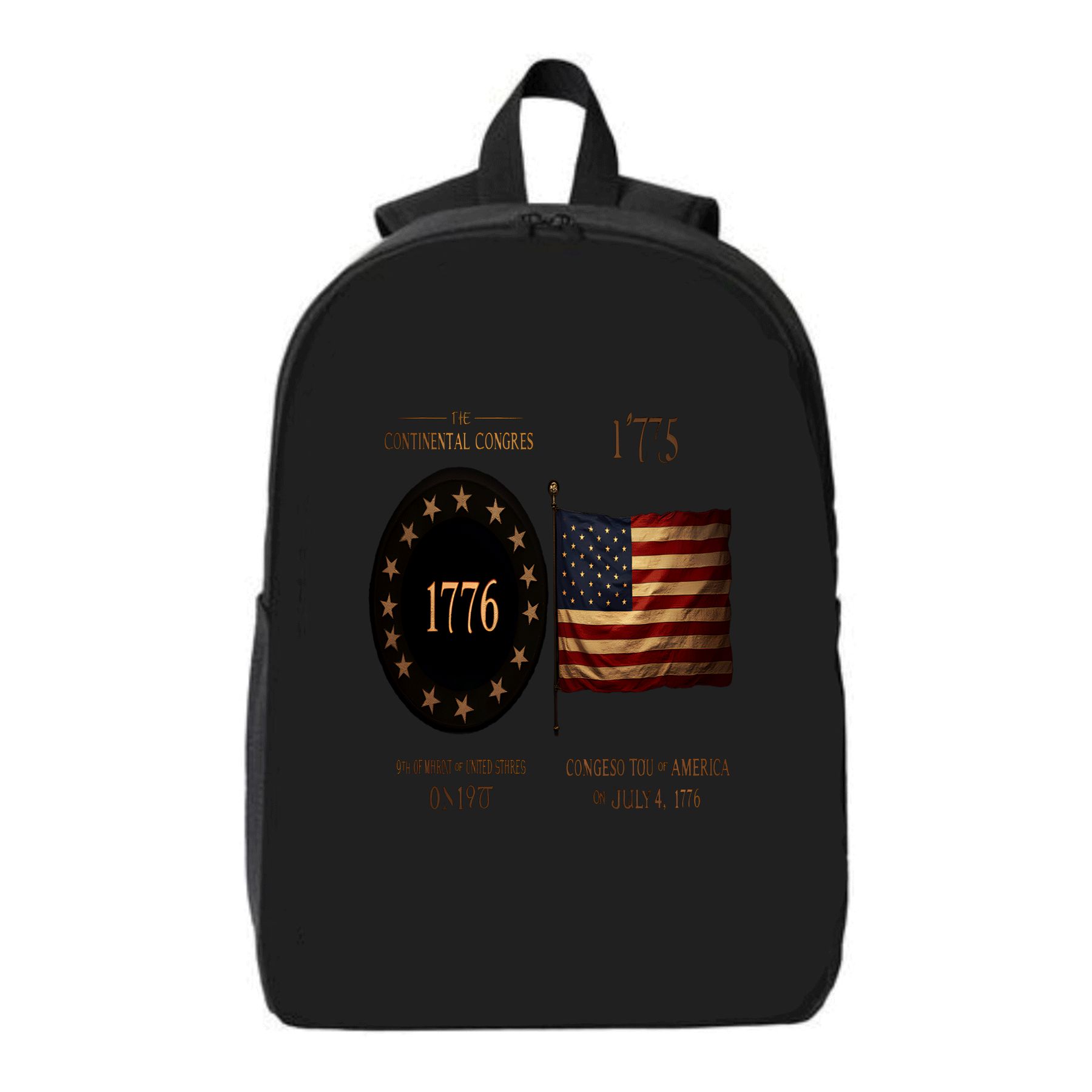 Stylish Black Laptop Backpack with 1776 Emblem American Flag Design ...