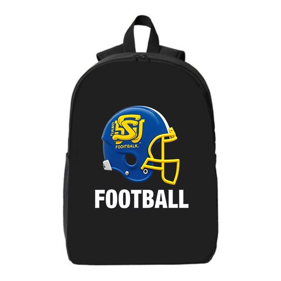 Stylish Black Laptop Backpack with Blue Football Helmet Graphic & ' SU FOOTBALL ' Text Fits 15 " Laptop & iPad Perfect for Travel