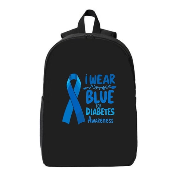 Stylish Black Laptop Backpack with Blue Ribbon & ' I WEAR BLUE FOR Awareness ' - Fits 15 " Laptop & iPad Perfect for Travel