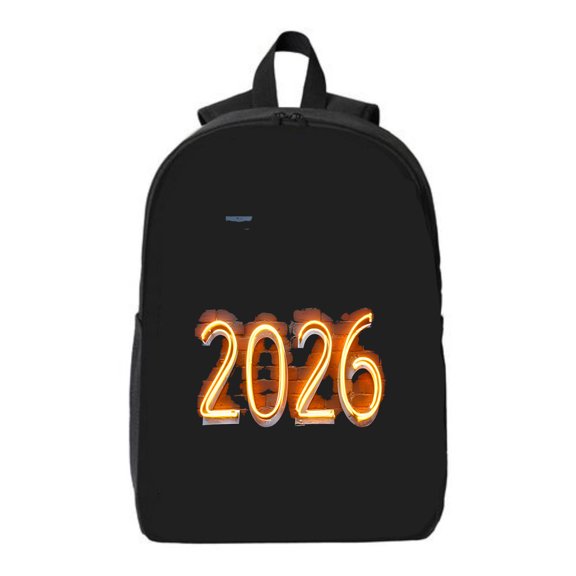 Stylish Black Laptop Backpack with Bold ' 2026 ' Design in Orange & Yellow Perfect for College High School Travel - Fits 15 " Laptop & iPad