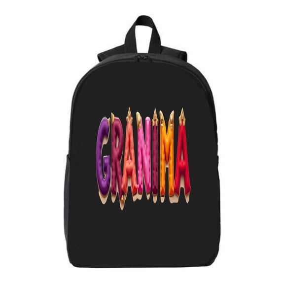 Stylish Black Laptop Backpack with Colorful ' GRANIMA ' Dripping Text Fits 15 " Laptop & iPad Perfect for Travel Side Pockets & Handle