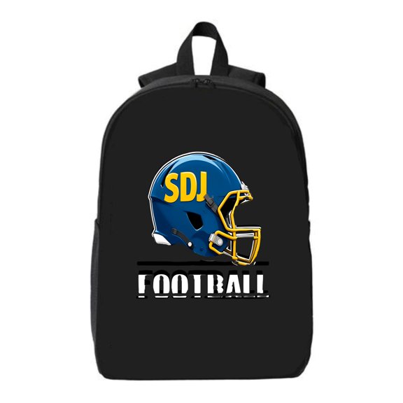 Stylish Black Laptop Backpack with Front Pocket Blue Football Helmet Design & ' FOOTBALL ' in Bold White - Fits 15 " Laptop & iPad
