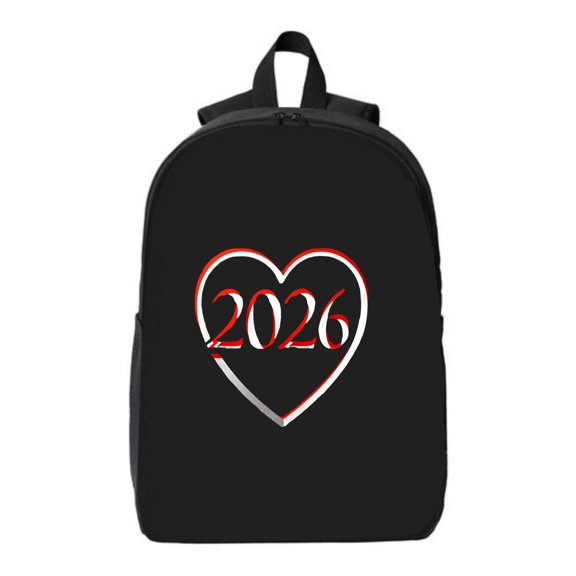 Stylish Black Laptop Backpack with Heart Design ' 2026 ' in Bold Red Perfect for College High School Travel - Fits 15 " Laptop & iPad