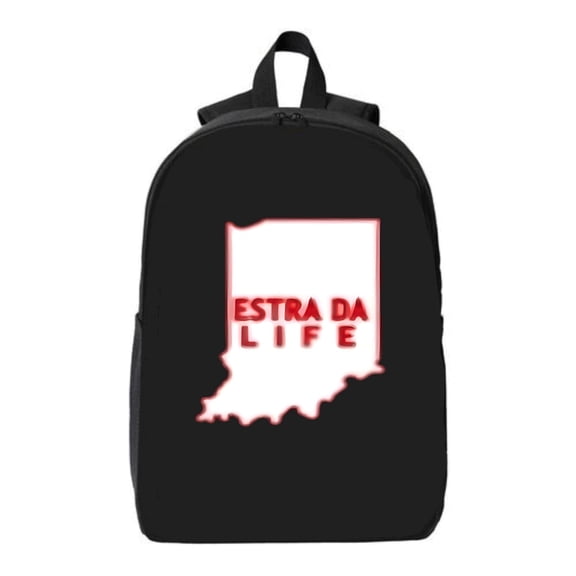 Stylish Black Laptop Backpack with Indiana Outline & ' ESTRA DA LIFE ' Design Fits 15 " Laptop & iPad Perfect for Travel