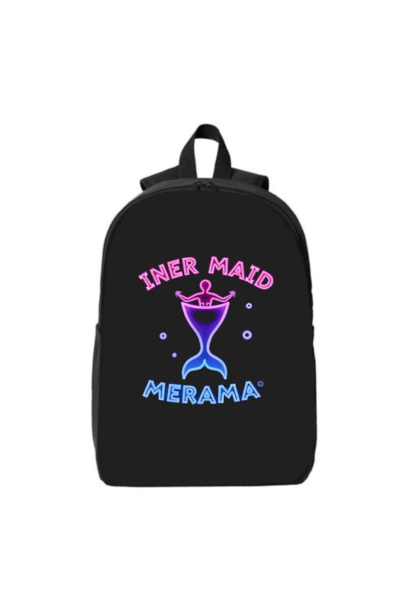 Stylish Black Laptop Backpack with Neon Design Fits 15 " Laptop & iPad Features " INNER MAID " & " MERAMA " Text Perfect for Travel