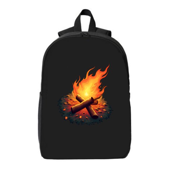 Stylish Black Laptop Backpack with Vibrant Campfire Design - Perfect for College High School Travel - Fits 15 " Laptop & iPad