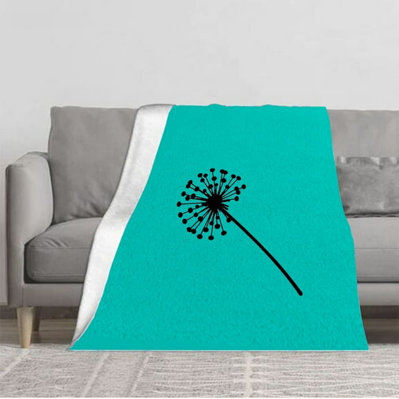 Stylish Black Pattern on Vibrant Turquoise - Durable Soft & Warm Flannel Blanket for Sofa Travel Bed Chair