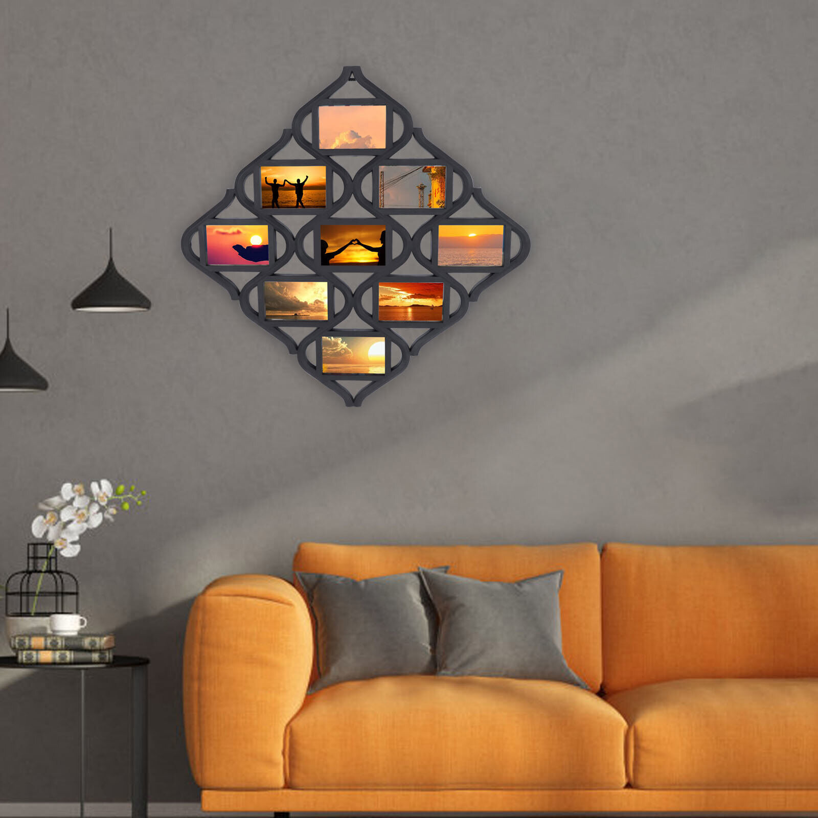 Stylish Black Photo Picture Frame Holds 9 Photos Multi Collage Frame 4x6 Wall Photo Frame