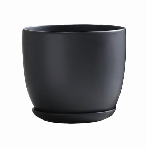 Stylish Black Planter with Drainage Hole Ideal for Indoor Gardening and Office Decoration