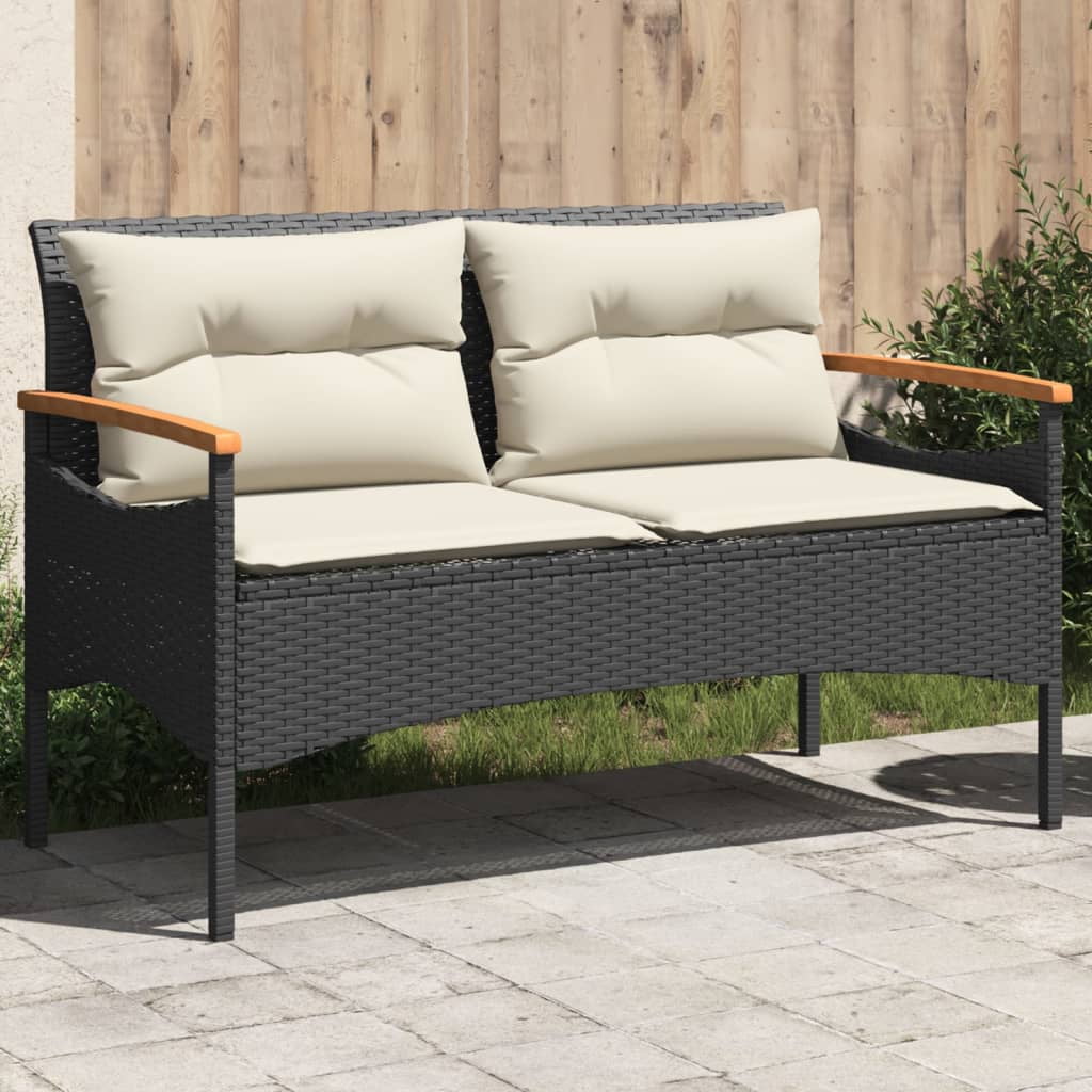 Black Rattan Bench