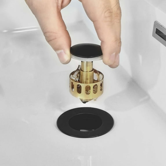 Stylish Black Pop-Up Drain with Overflow D-700N2