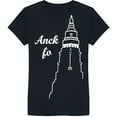 thumbnail image 1 of Stylish Black T-Shirt Featuring Elegant Tall Building Design with Cursive Text, 1 of 5