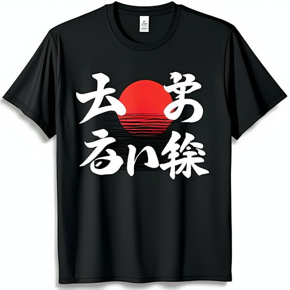 Stylish Black T-Shirt Featuring Eye Catching Japanese Culture Graphic Design