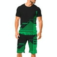 thumbnail image 1 of Stylish Black T-Shirt & Shorts Set with Vibrant Green Geometric Design - " Gay Pride Parade " Motif - Modern & Comfortable Outfit for Celebrations, 1 of 5