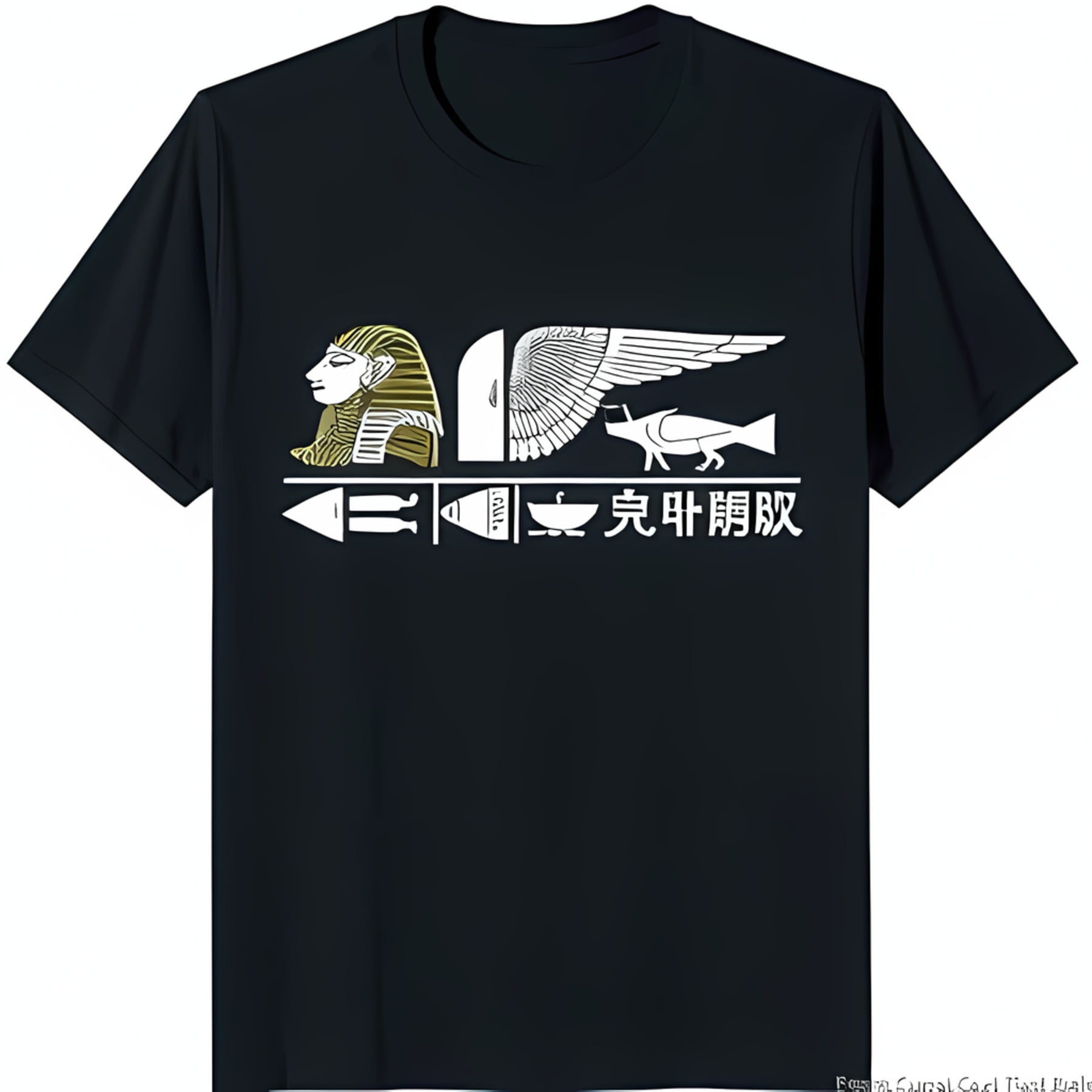 Stylish Black TShirt with Ancient Egypt Inspired Pharaoh and