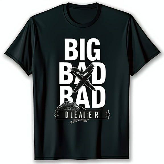 Stylish Black T-Shirt with 'BIG BAD BAD' Graphic & Fish Dealer Design
