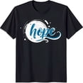 thumbnail image 1 of Stylish Black T-Shirt with Blue & White 'Hope' Graphic Design Unique Chest Art, 1 of 5
