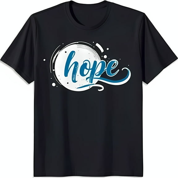 Stylish Black T-Shirt with Blue & White 'Hope' Graphic Design Unique Chest Art