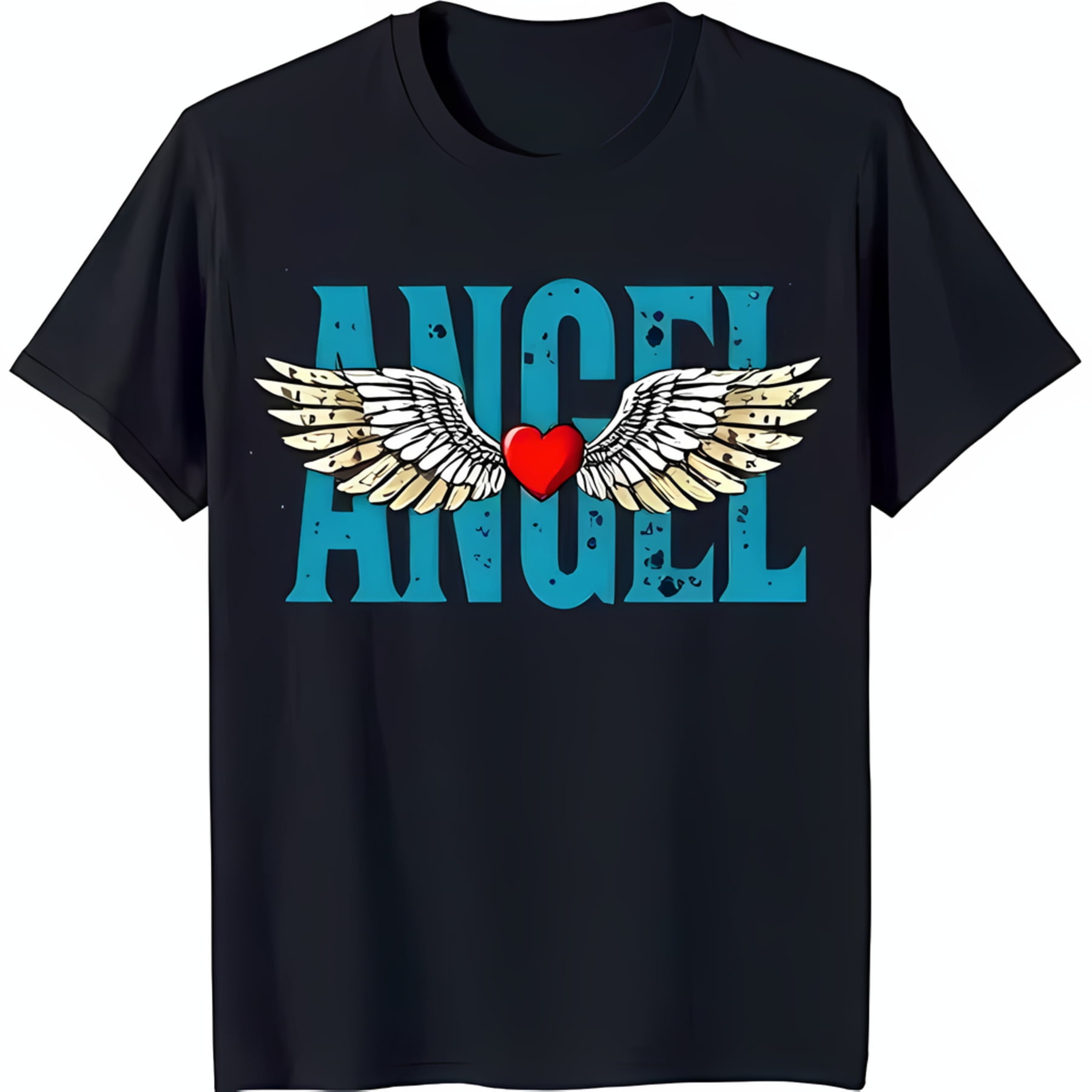 Stylish Black TShirt with Bold Blue & White and Wings