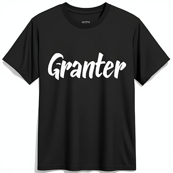Stylish Black T-Shirt with Bold Cursive 'Granter' Print Soft & Comfortable Tee