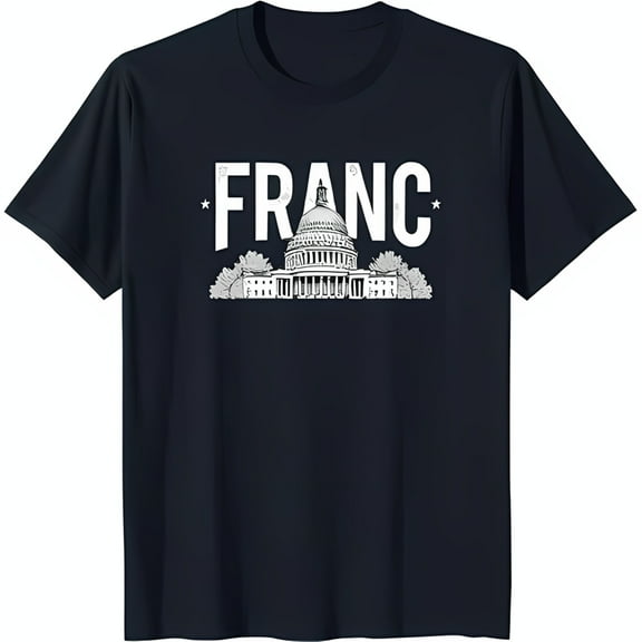 Stylish Black T-Shirt with Bold 'FRANC' Graphic & Minimalist Capitol Design