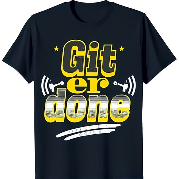 Stylish Black T-Shirt with Bold 'Git er Done' Graphic & Star Accents