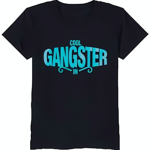 Stylish Black T-Shirt with Bold Gradient Graphic Blue to Green Design