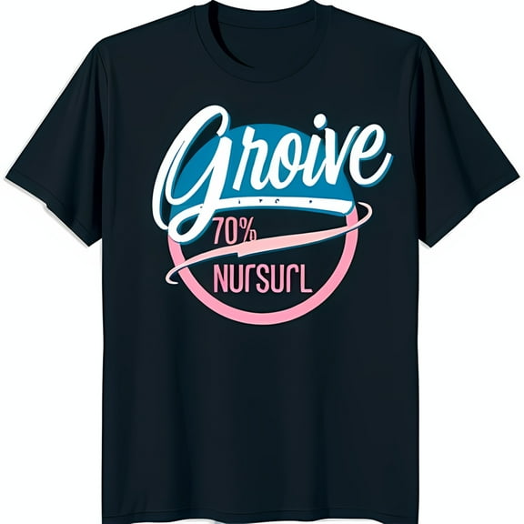 Stylish Black T-Shirt with Bold Groive Graphic & Colorful 70% NURSURF Design