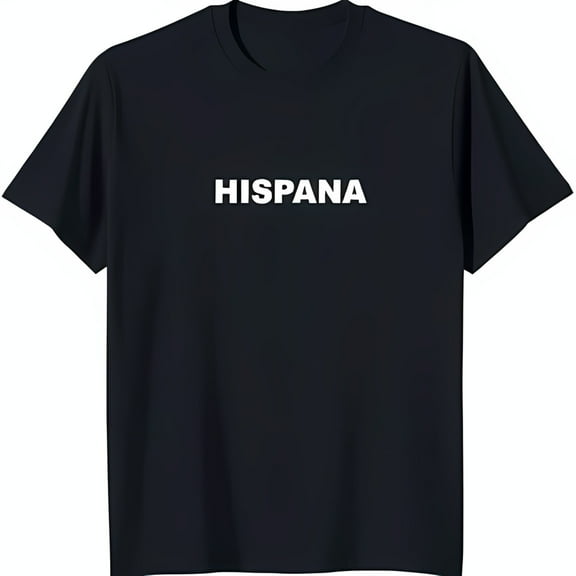 Stylish Black T-Shirt with Bold 'HISPANA' Graphic Print on Chest for Everyday Wear
