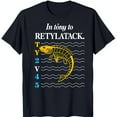 thumbnail image 1 of Stylish Black T-Shirt with Bold 'In to RETYLATACK' Graphic & Fish Design, 1 of 5