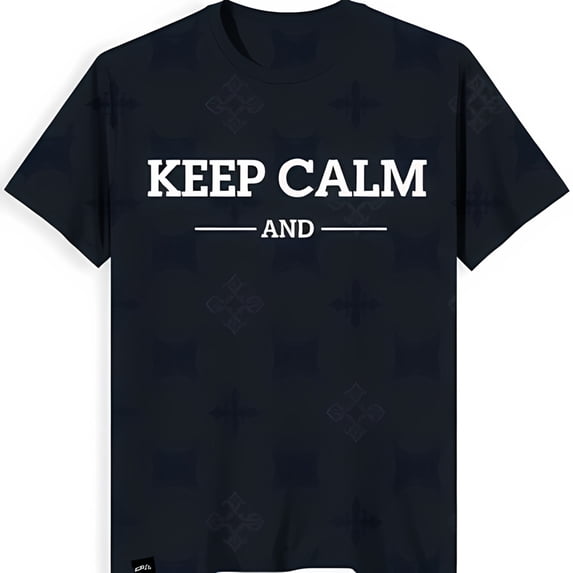 Stylish Black T-Shirt with Bold 'KEEP CALM AND' Graphic Design Casual Wear