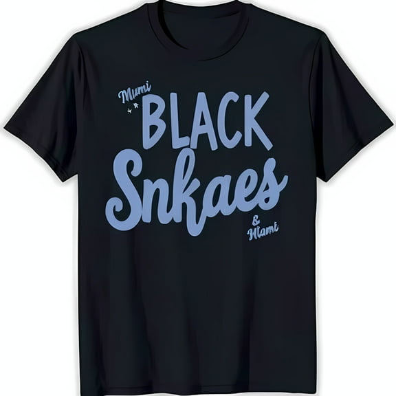 Stylish Black T-Shirt with Bold 'Mumi Black Snakes & Miami' Graphic