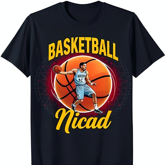 Stylish Black T-Shirt with Bold Player Graphic & ' Nicad' Design
