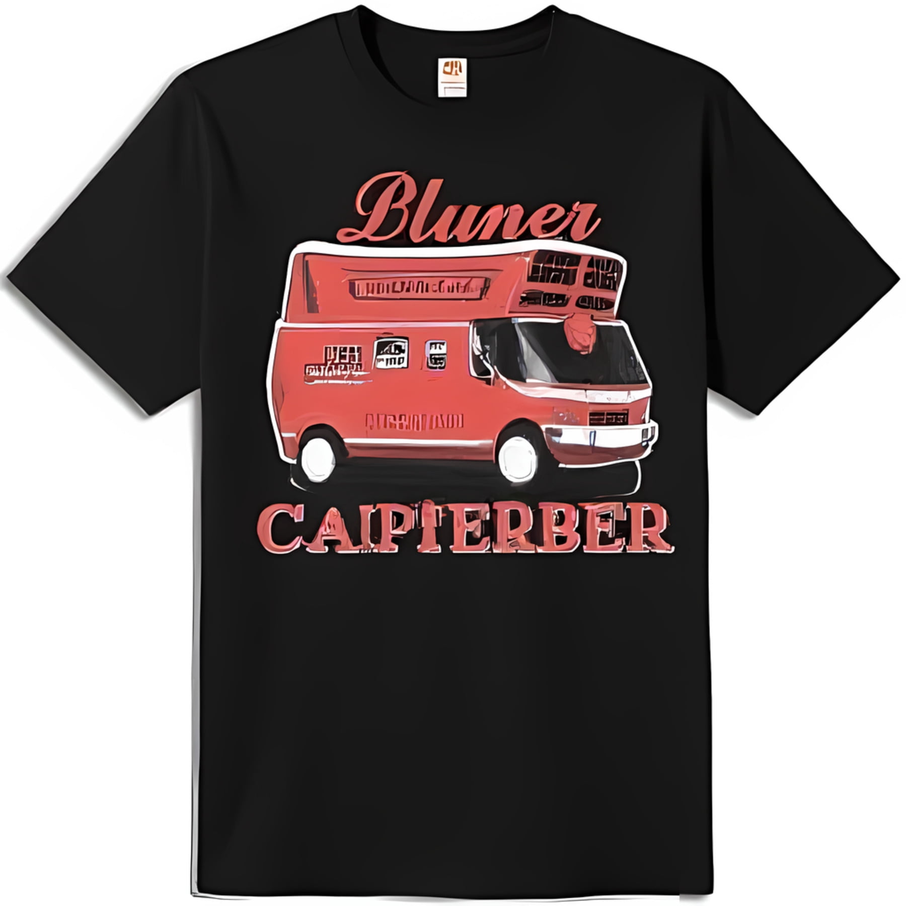 Stylish Black T-Shirt with Bold Red Graphic Blumer Design