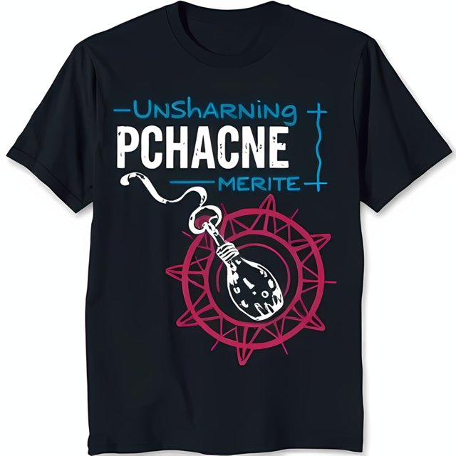 Stylish Black TShirt with Bold 'Unsharing Pchacne Merite' Graphic