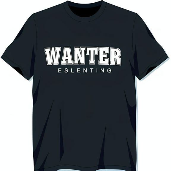 Stylish Black T-Shirt with Bold 'WANTER' Graphic & 'ESLENTING' Design