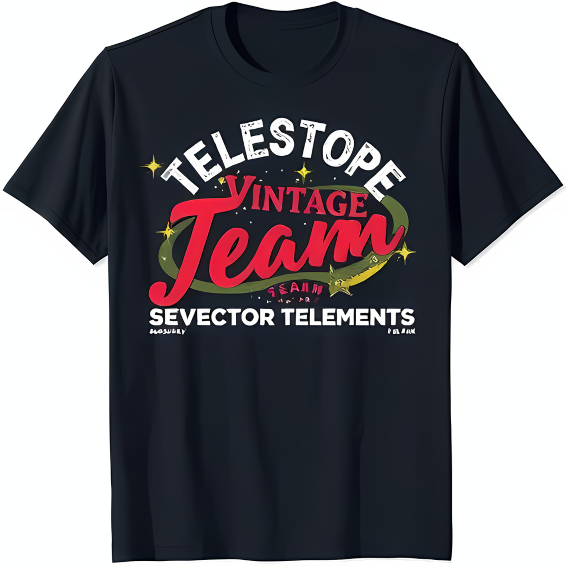 Stylish Black T-Shirt with Bold White Graphic & Colorful Telestope ...
